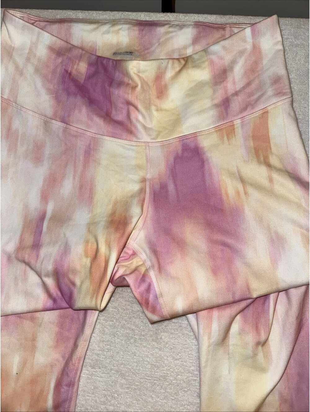 PLUS- Old Navy Women's High-Waisted Leggings Marble Pink Yellow White 1X